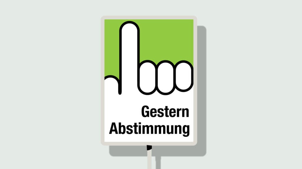 Illustration: Schild mit Hand und Text «Gestern Abstimmung»